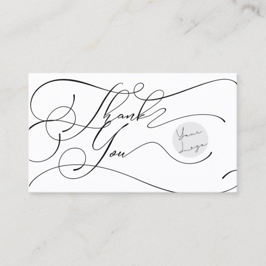 Elegant Script Logo Thank You Small Branding 名刺 (正面)