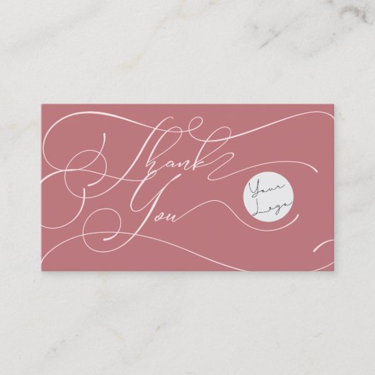 Elegant Script Logo Thank You Small Branding Pink 名刺 (正面)