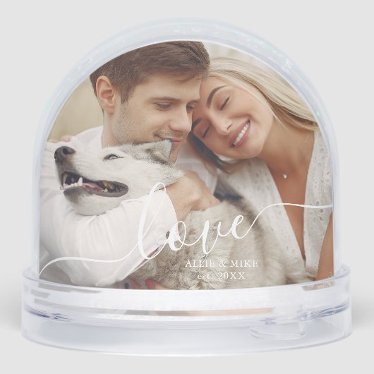 Elegant Script "Love" Photo Snow Globe (裏面)