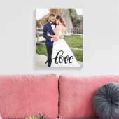 Elegant Script Love Photo Wedding Anniversary Gift キャンバスプリント (インサイチュ (リビング))