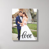 Elegant Script Love Photo Wedding Anniversary Gift キャンバスプリント (正面)