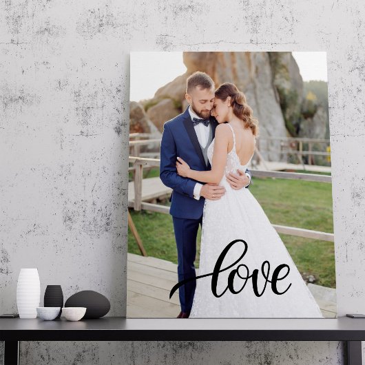 Elegant Script Love Photo Wedding Anniversary Gift キャンバスプリント