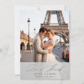 Elegant Script Love & Thanks Wedding Photo Card 招待状 (正面)