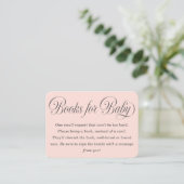 Elegant Script Lt. Pink Baby Shower Books For Baby エンクロージャーカード (スタンド正面)
