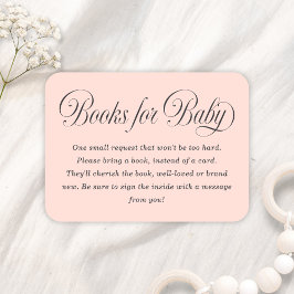 Elegant Script Lt. Pink Baby Shower Books For Baby エンクロージャーカード
