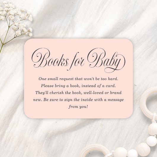 Elegant Script Lt. Pink Baby Shower Books For Baby エンクロージャーカード