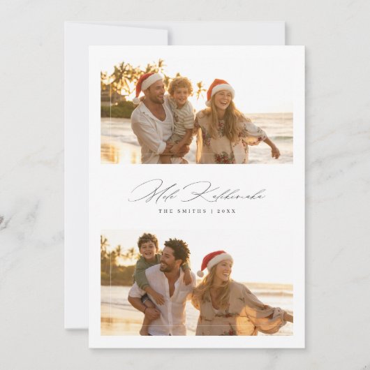 Elegant Script Mele Kalikimaka Beach 2 Photo シーズンカード (正面)