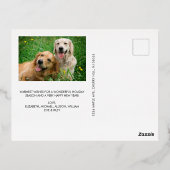 Elegant Script Merry Christmas Blue Photo 箔シーズンポストカード (裏面)