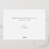 Elegant Script Merry Christmas Family Photo 箔シーズンカード (裏面)