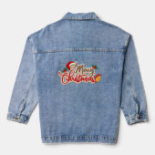 Elegant Script Merry Christmas Golden Denim Jacket デニムジャケット (裏面)