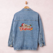 Elegant Script Merry Christmas Golden Denim Jacket デニムジャケット (ハンガー)