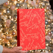 Elegant Script Merry Christmas Pattern/ Red & Gold ミディアムペーパーバッグ