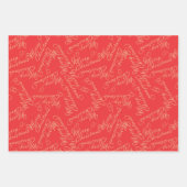 Elegant Script Merry Christmas Pattern/ Red & Gold ラッピングペーパーシート (正面2)