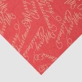 Elegant Script Merry Christmas Pattern/ Red & Gold 薄葉紙 (詳細)