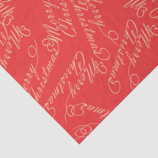 Elegant Script Merry Christmas Pattern/ Red & Gold 薄葉紙 (詳細)