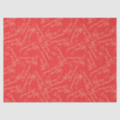 Elegant Script Merry Christmas Pattern/ Red & Gold 薄葉紙 (正面)