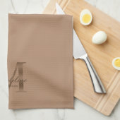 Elegant Script Metallic Taupe Gold Monogram キッチンタオル (四つ折り)