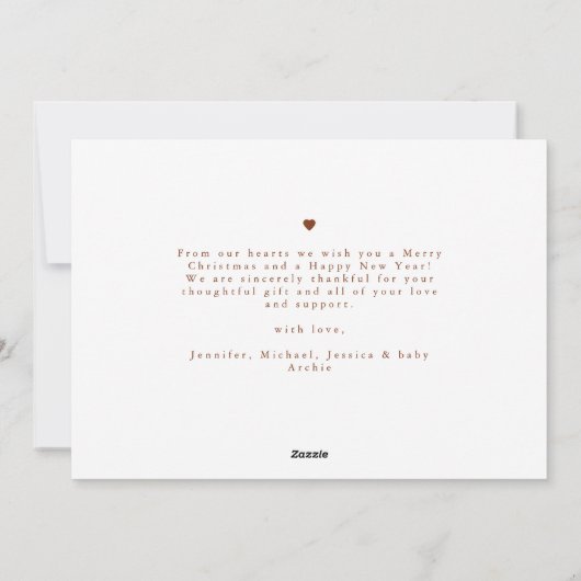 Elegant Script Minimal 3 Photo Merry Christmas シーズンカード (裏面)