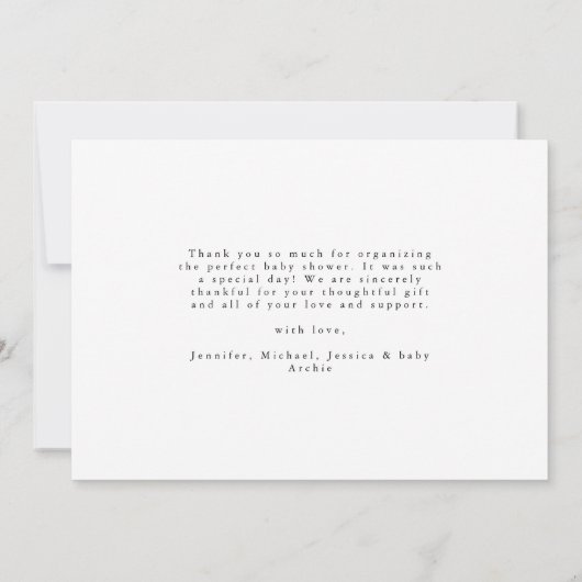 Elegant Script Minimal 3 Photo Thank You New Baby 案内状 (裏面)