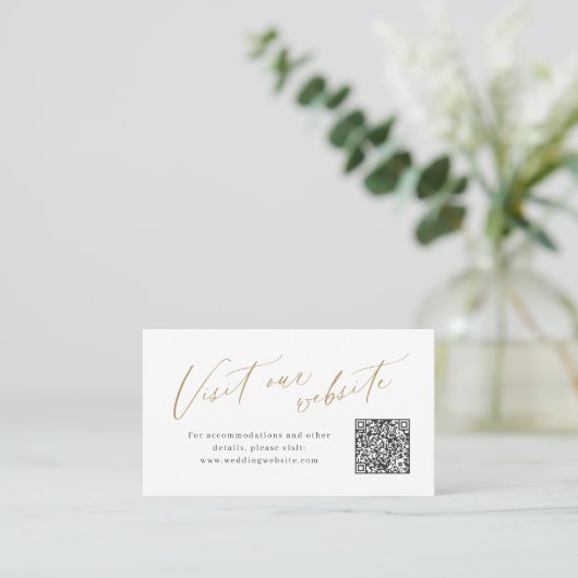 Elegant script minimal QR code website Insert card プレイスカード (スタンド正面)