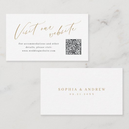 Elegant script minimal QR code website Insert card プレイスカード (正面/裏面)