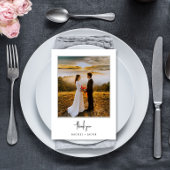 Elegant Script Minimalist 2-Photo Wedding サンキューカード