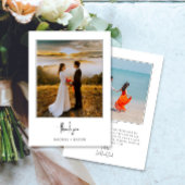 Elegant Script Minimalist 2-Photo Wedding サンキューカード