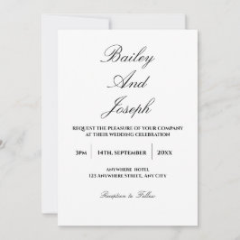 Elegant Script Minimalist Wedding Invitation 招待状