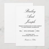 Elegant Script Minimalist Wedding Invitation 招待状 (正面/裏面)