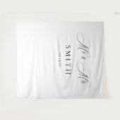 Elegant Script Minimalist Wedding Photo Backdrop  タペストリー (正面(横))