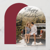 Elegant Script Modern Arch 1 Photo Christmas Card 招待状 (正面/裏面)