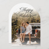 Elegant Script Modern Arch 1 Photo Christmas Card 招待状 (正面/裏面)
