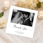 Elegant Script Modern Classic Newlywed Photo サンキューカード