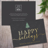 Elegant script modern festive pine tree Business 箔シーズンカード