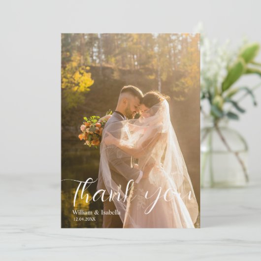 Elegant Script Modern Flat Thank You Card サンキューカード (スタンド正面)