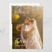 Elegant Script Modern Flat Thank You Card サンキューカード (正面/裏面)