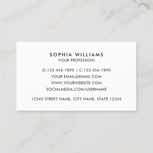 Elegant Script Modern Minimalist Black 名刺 (裏面)