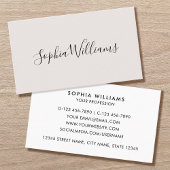 Elegant Script Modern Minimalist Off-White 名刺