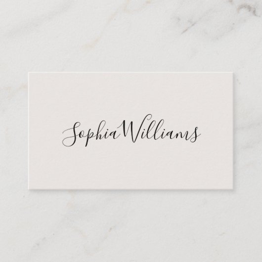 Elegant Script Modern Minimalist Off-White 名刺 (正面)