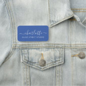 Elegant Script Modern Name Blue Business  名札 (インサイチュ)