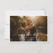 Elegant Script Modern Overlay Photo Wedding セーブザデート (正面)
