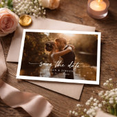 Elegant Script Modern Overlay Photo Wedding セーブザデート