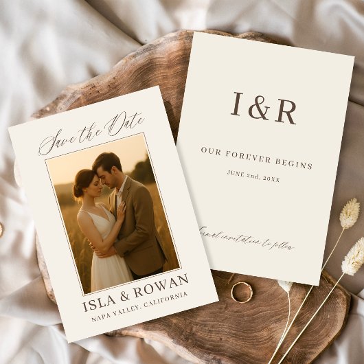 Elegant Script Modern Wedding Photo セーブザデート