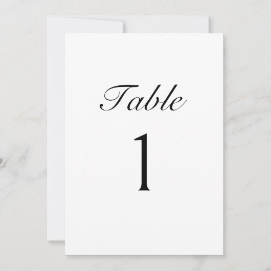 Elegant Script Modern Wedding Table Number Card 招待状 (正面)