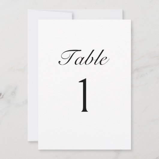 Elegant Script Modern Wedding Table Number Card 招待状 (裏面)