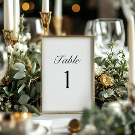 Elegant Script Modern Wedding Table Number Card 招待状