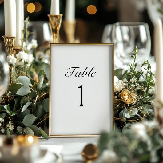 Elegant Script Modern Wedding Table Number Card 招待状