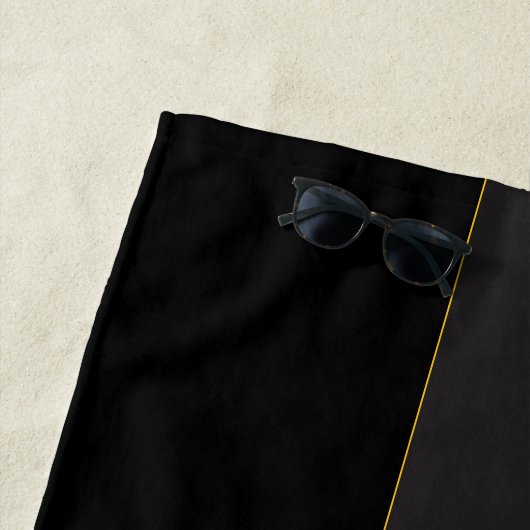 Elegant Script Monogram Black & Gold ビーチタオル (インサイチュ)
