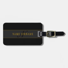 Elegant Script Monogram Black & Gold