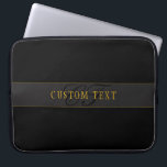 Elegant Script Monogram Black & Gold ラップトップスリーブ<br><div class="desc">Elegant looking monogram design, customize as you like!</div>